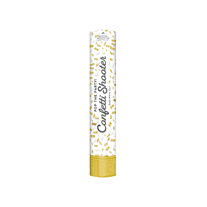 Confetti shooter - 40 cm - goud wit