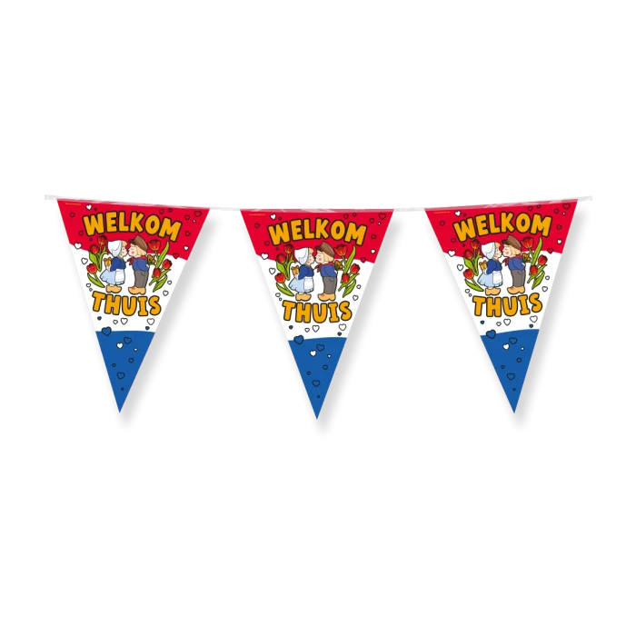 Welkom thuis Vlaggenlijn / slinger - 10 meter - vlaggetjes