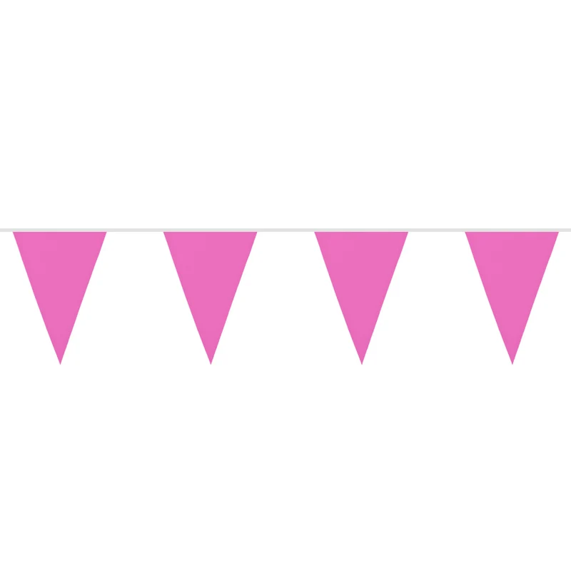 Polyester vlaggenlijn / slinger - 6 meter - roze vlaggetjes