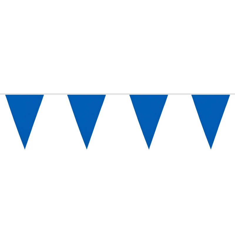 Polyester vlaggenlijn / slinger - 6 meter - blauw vlaggetjes