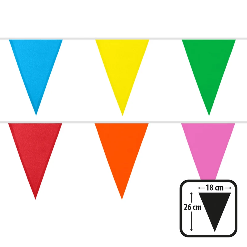 Polyester vlaggenlijn / slinger - 6 meter - meerkleurig vlaggetjes
