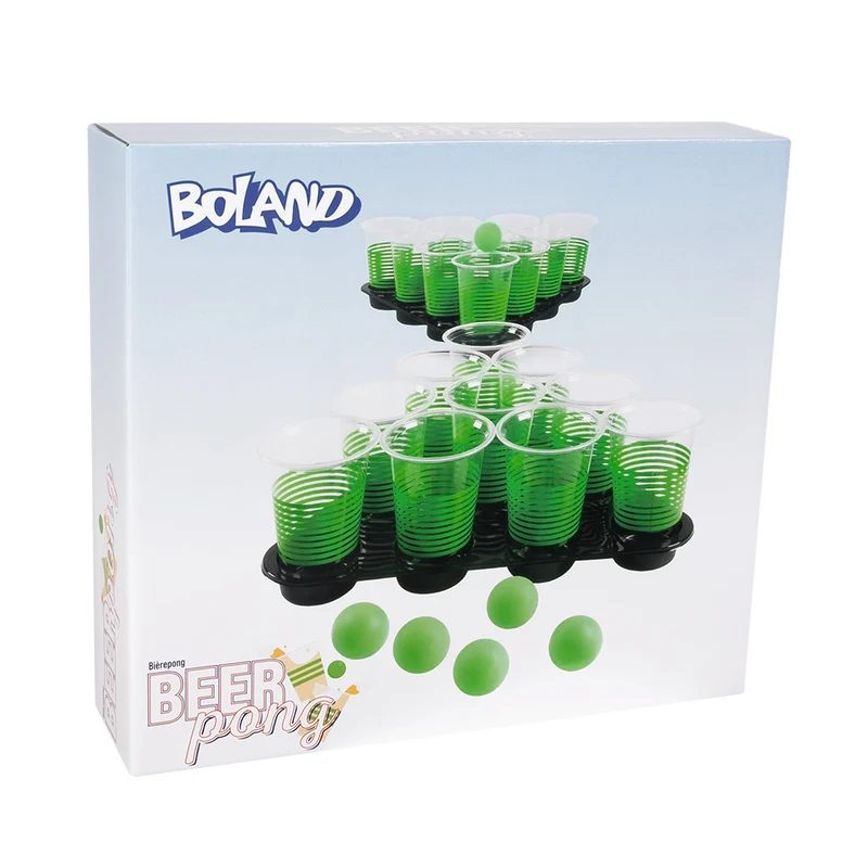 Beer pong set deluxe met 20 bekers, 6 balletjes en 2 dienbladen