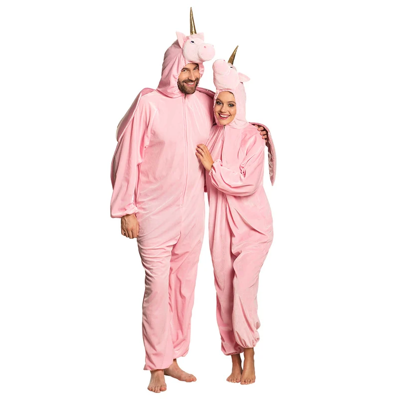 Eenhoorn onesie volwassenen pluche met capuchon en vleugels