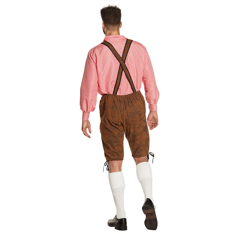Tiroler kostuum heren met geruit shirt en lederhosen
