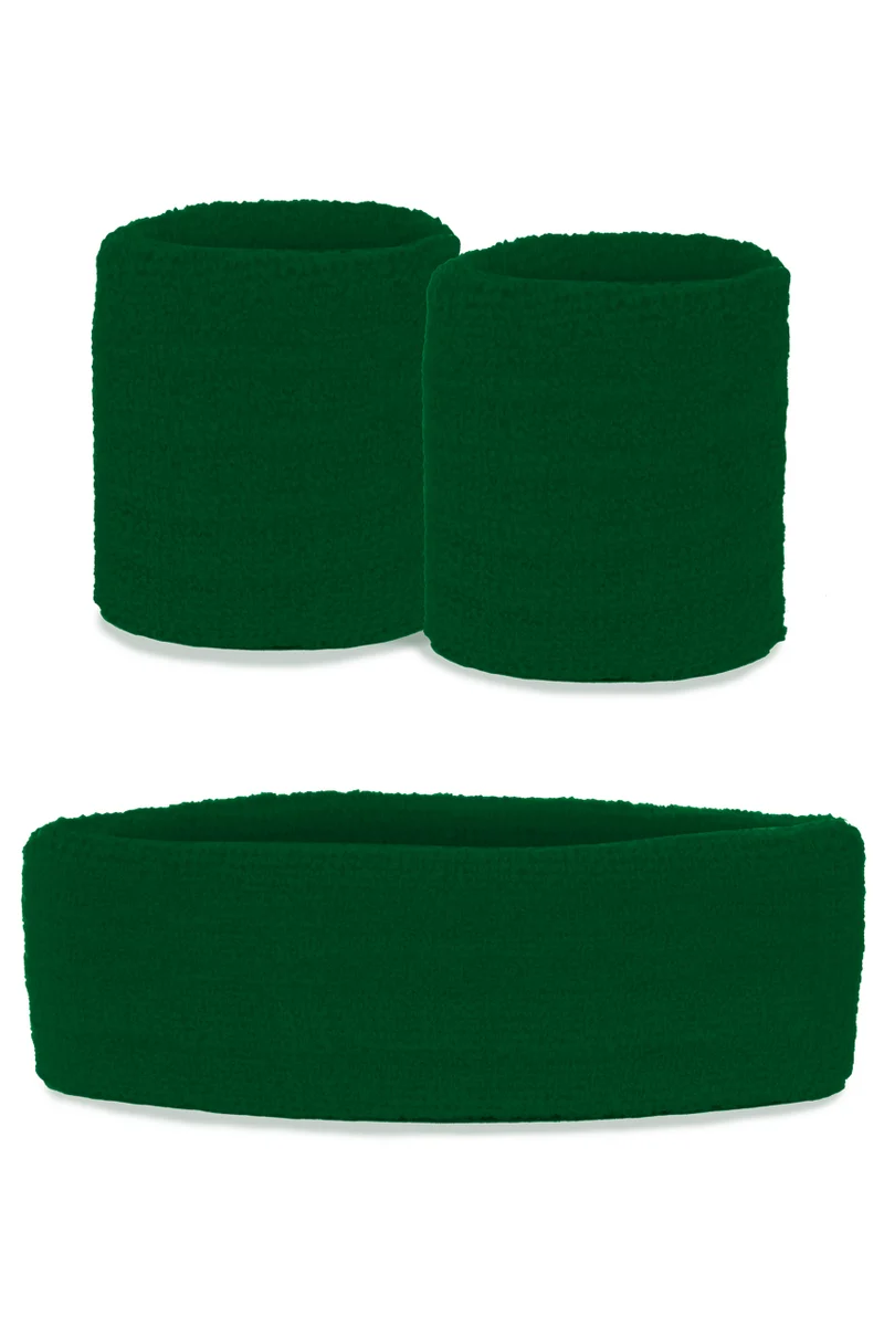 Zweetbandjes set groen 3-delig met hoofdband en polsbandjes