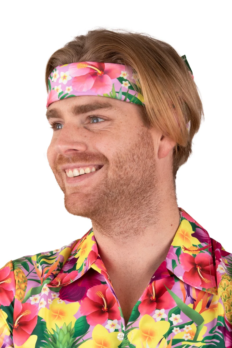 Hawaii zakdoek roze met hibiscusprint 70 x 70 cm