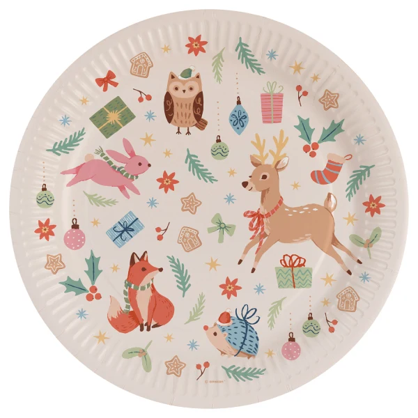Kerst bordjes - 8 stuks - 23 cm - Winter Woodland
