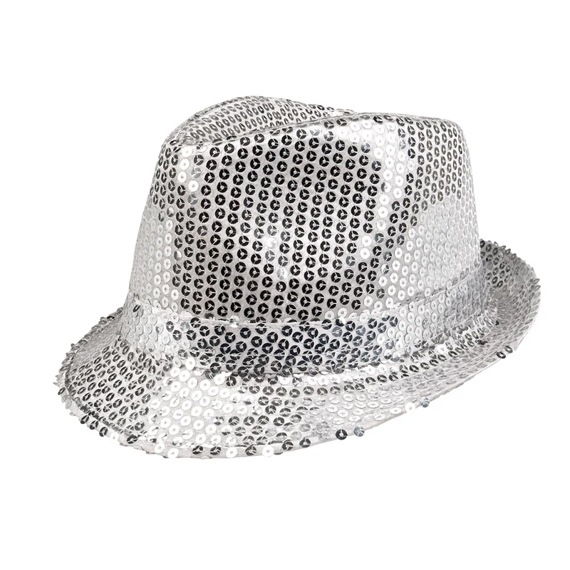 Hoed pailletten zilver
