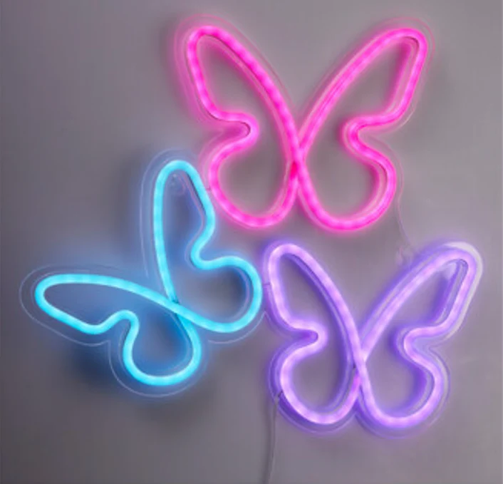 Home & Styling Wandlamp Neon Vlinders - 33x32cm - Multi