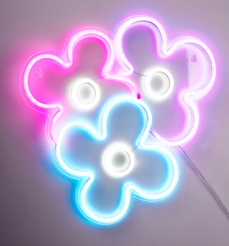 Home & Styling Wandlamp Neon Bloemen - 33x32cm - Multi