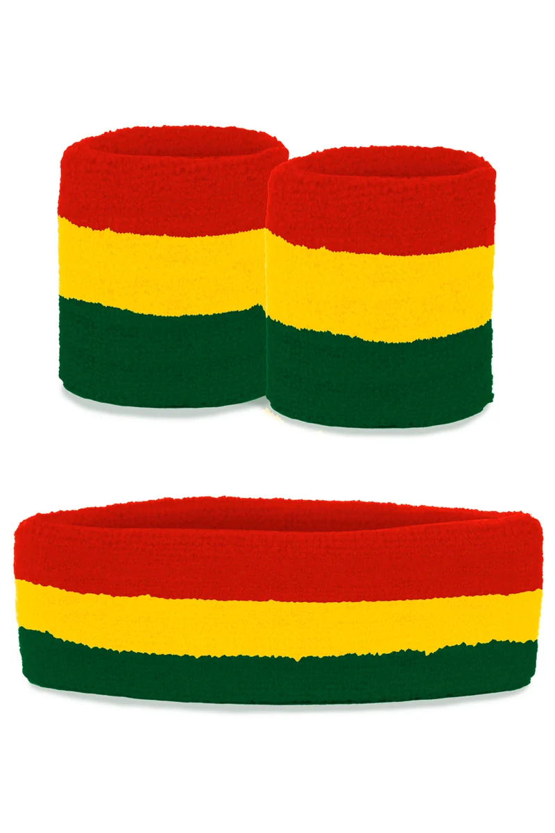 Zweetbandjes set rood geel groen 3-delig