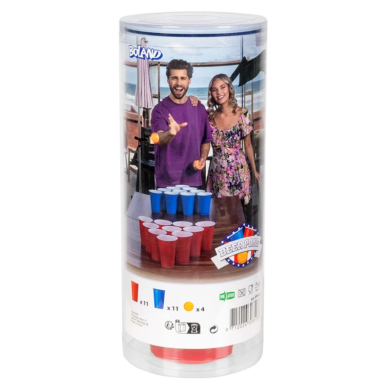 Beer pong drankspel set met 22 bekers en 4 balletjes