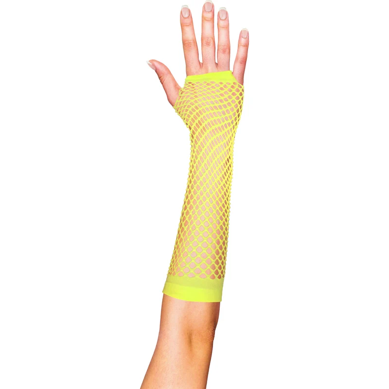 Nethandschoenen neongeel vingerloos 25 cm