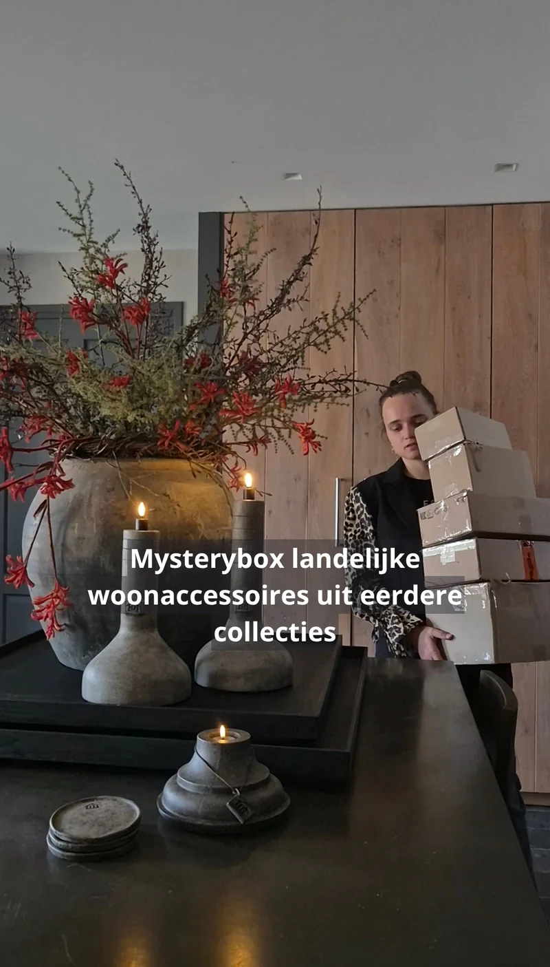 Mysterybox landelijke woonaccessoires uit eerdere collecties Inhoudswaarde €100 tot €300