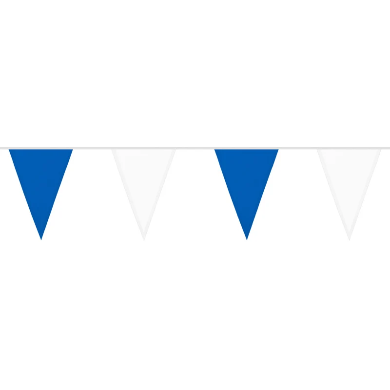Polyester vlaggenlijn / slinger - 6 meter - blauw / wit vlaggetjes