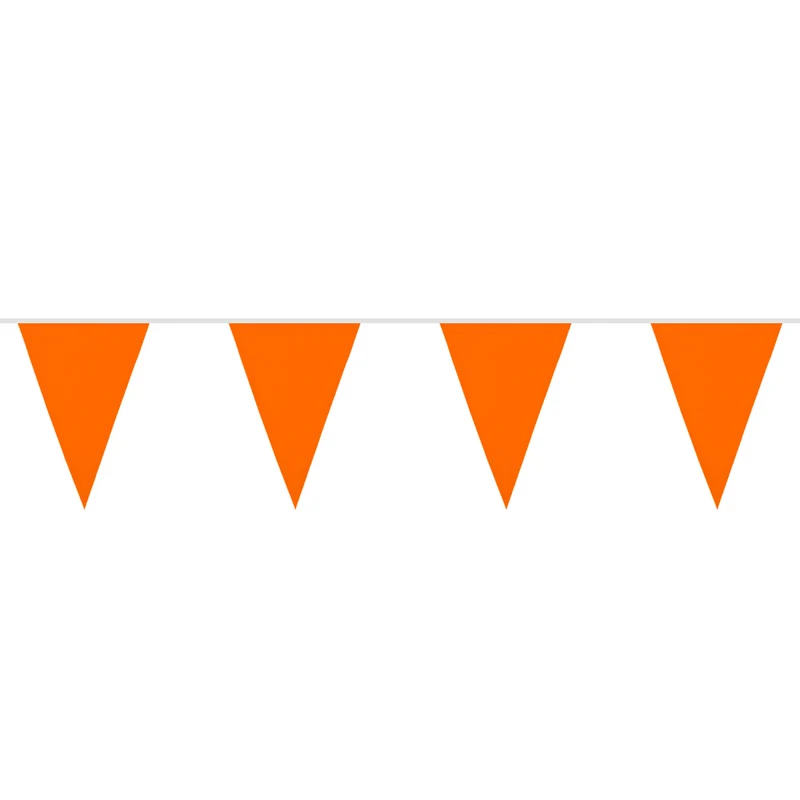 Polyester vlaggenlijn / slinger - 6 meter - oranje vlaggetjes