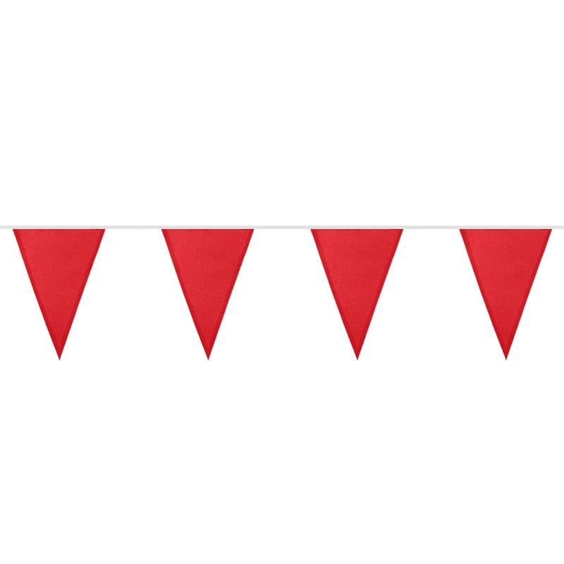 Polyester vlaggenlijn / slinger - 6 meter - rood vlaggetjes