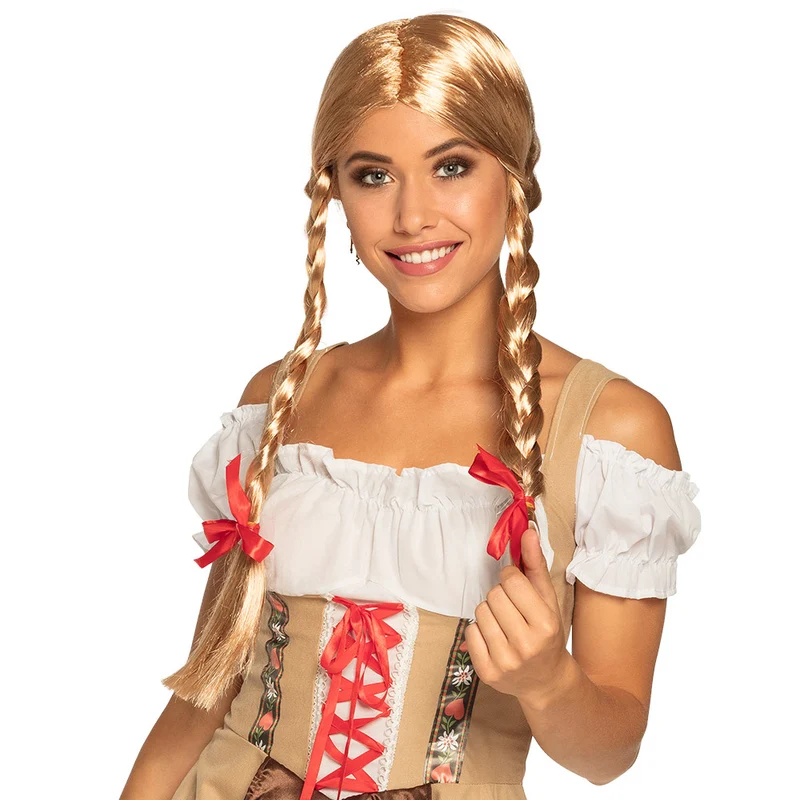 Pruik Heidi met vlechten
