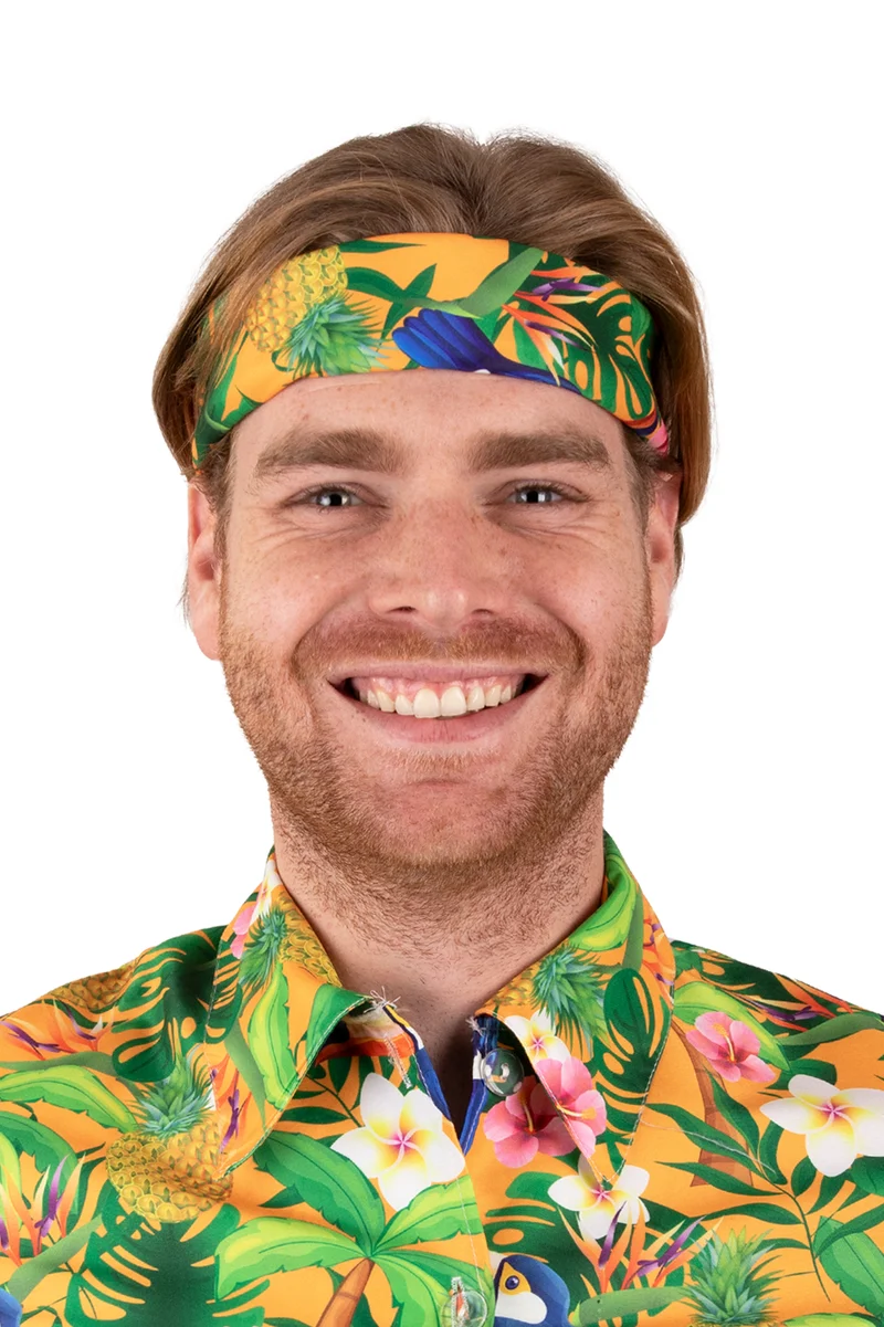 Hawaii zakdoek oranje met tropische print 70 x 70 cm