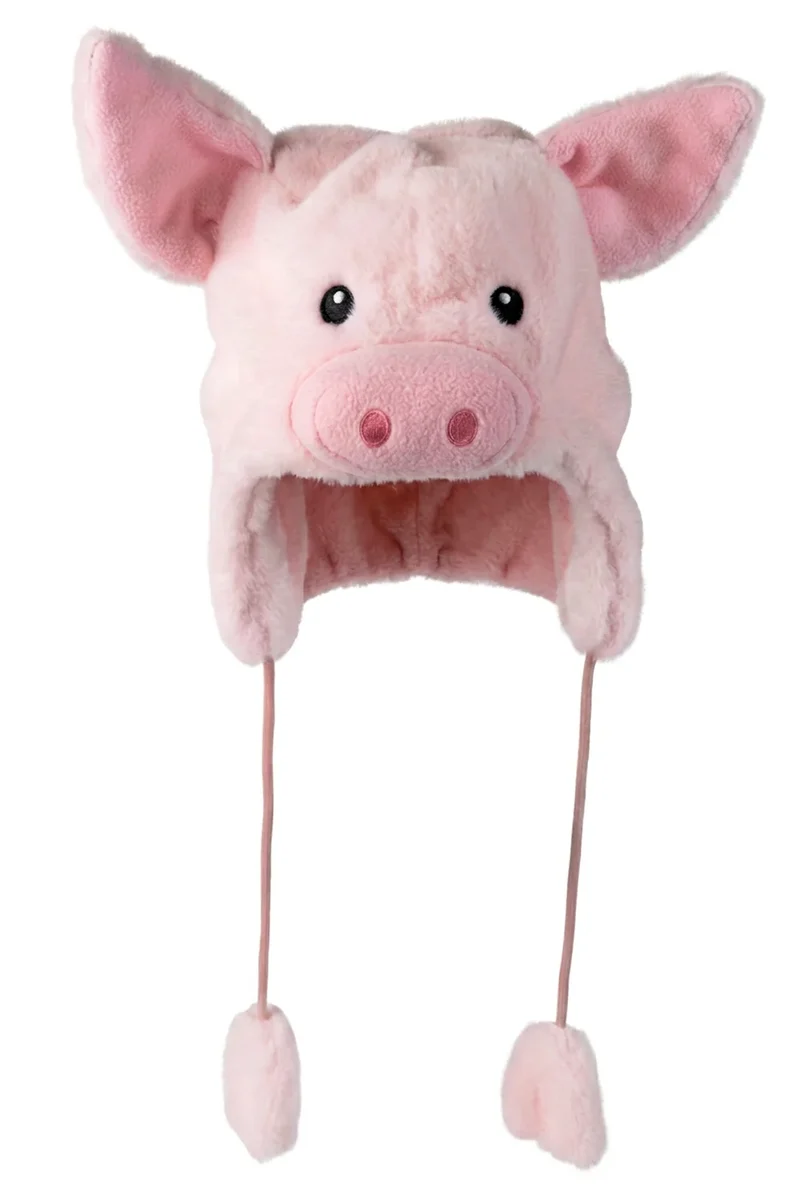 Varken muts Knorrie roze pluche met flaporen