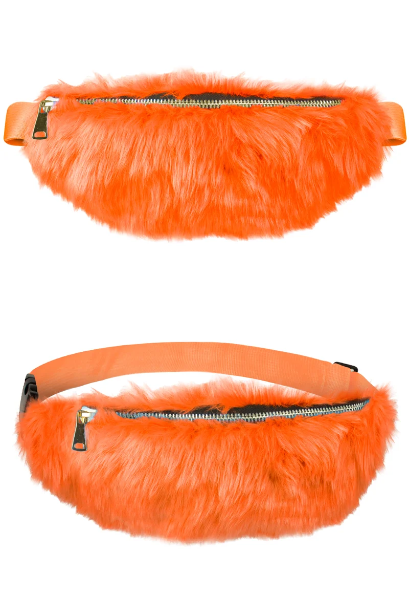 Pluche heuptasje oranje met verstelbare band
