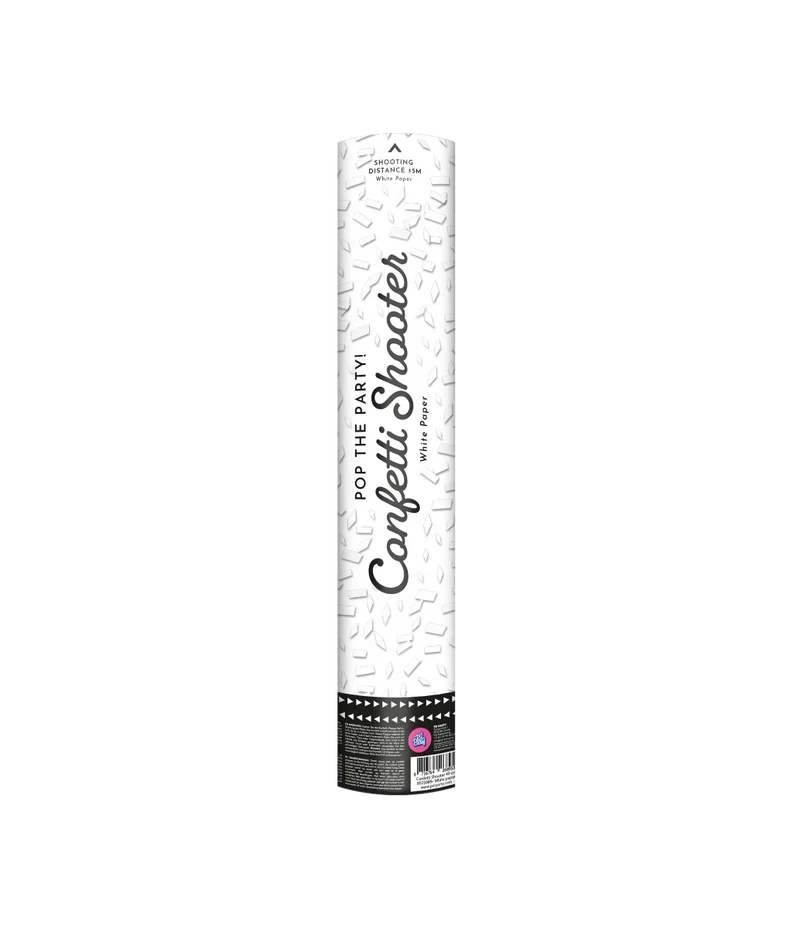 Confetti shooter - 40 cm - wit papier