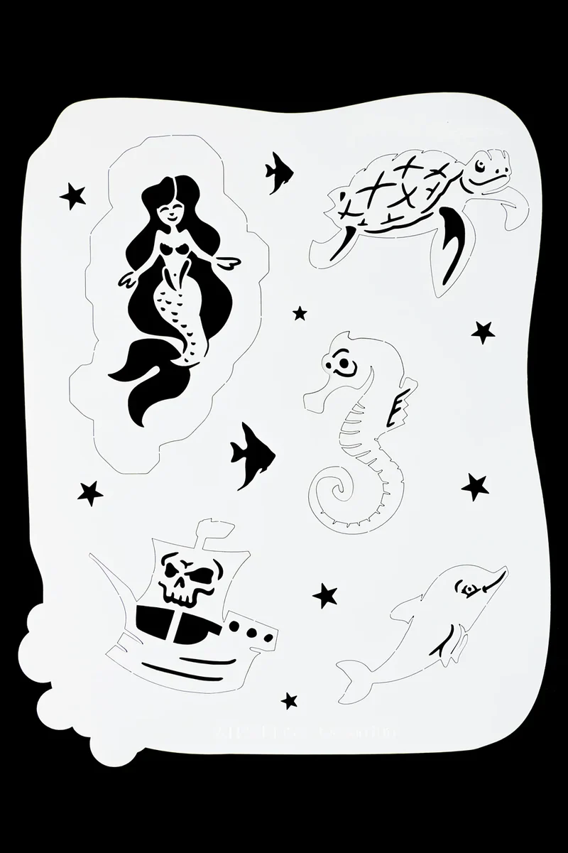 Airbrush sjabloon Ocean Fun zeedieren kinderen TattooPro