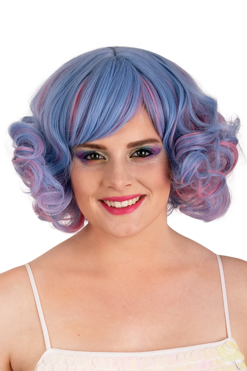 Pruik Arlene pastel kort met krullen dames 30 cm