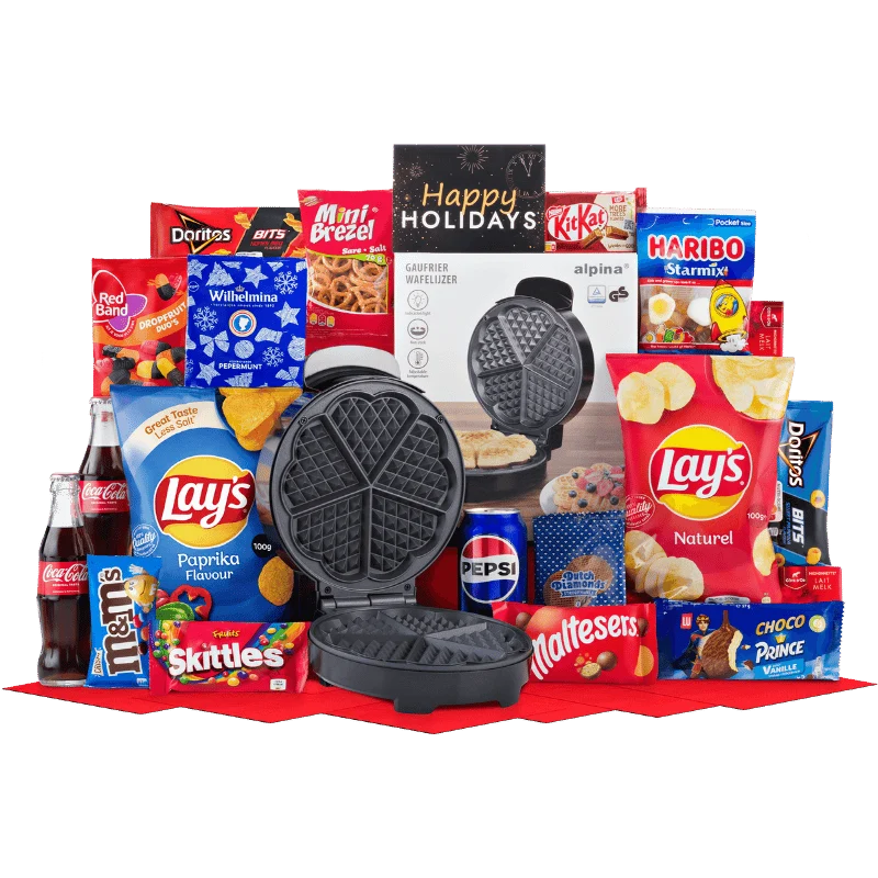 Wafelijzer Verwenpakket met Chips, Cola en Snoep