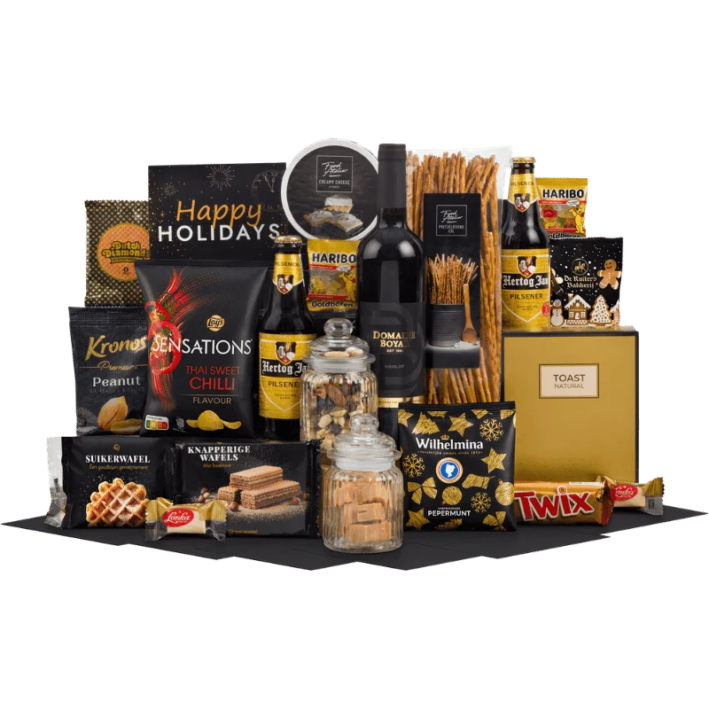 Wijnproeverij & Kaasplank Kerstpakket Luxe Editie