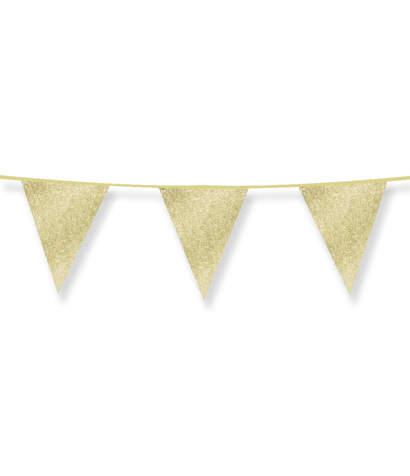 Vlaggenlijn / slinger - 6 meter - glitter goud vlaggetjes