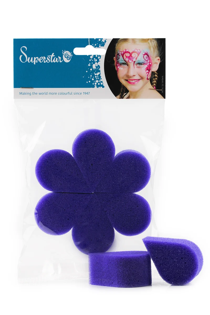 Butterfly schminkspons paars bloemblad 6 stuks Superstar