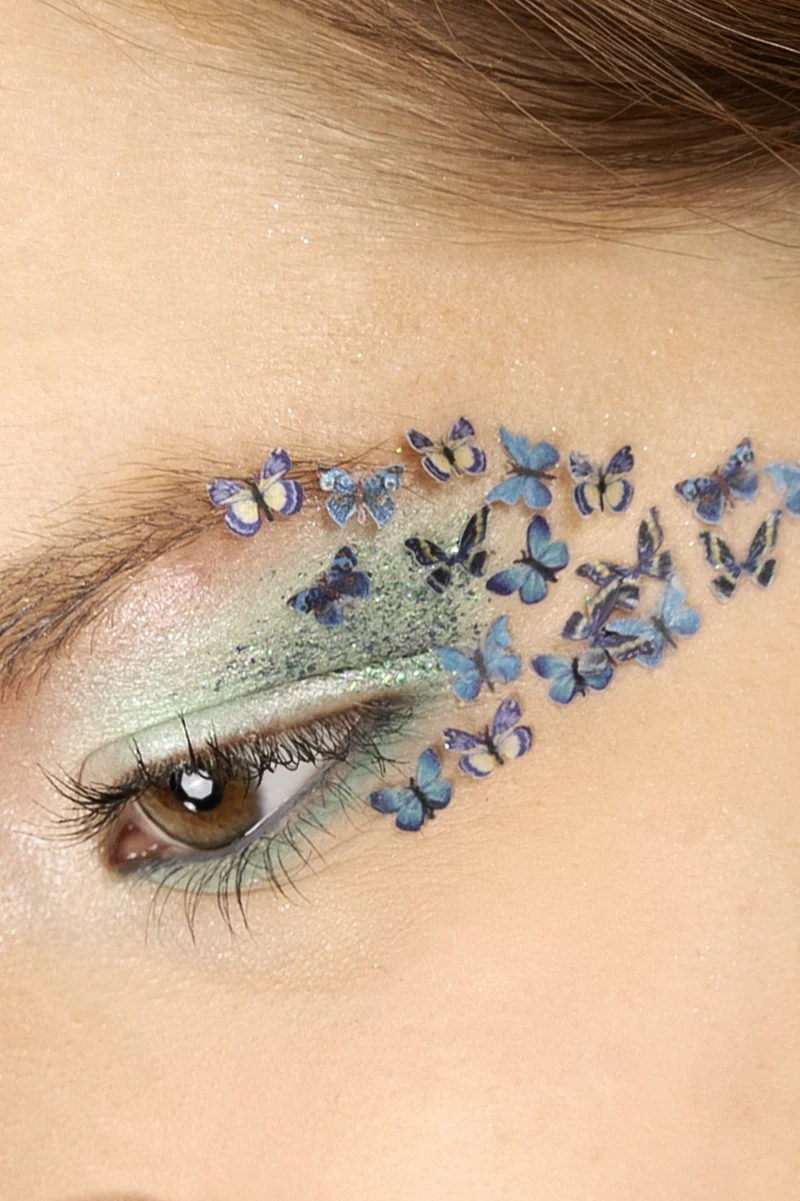 Vlinders in wax blauw voor eyedesign - PartyXplosion