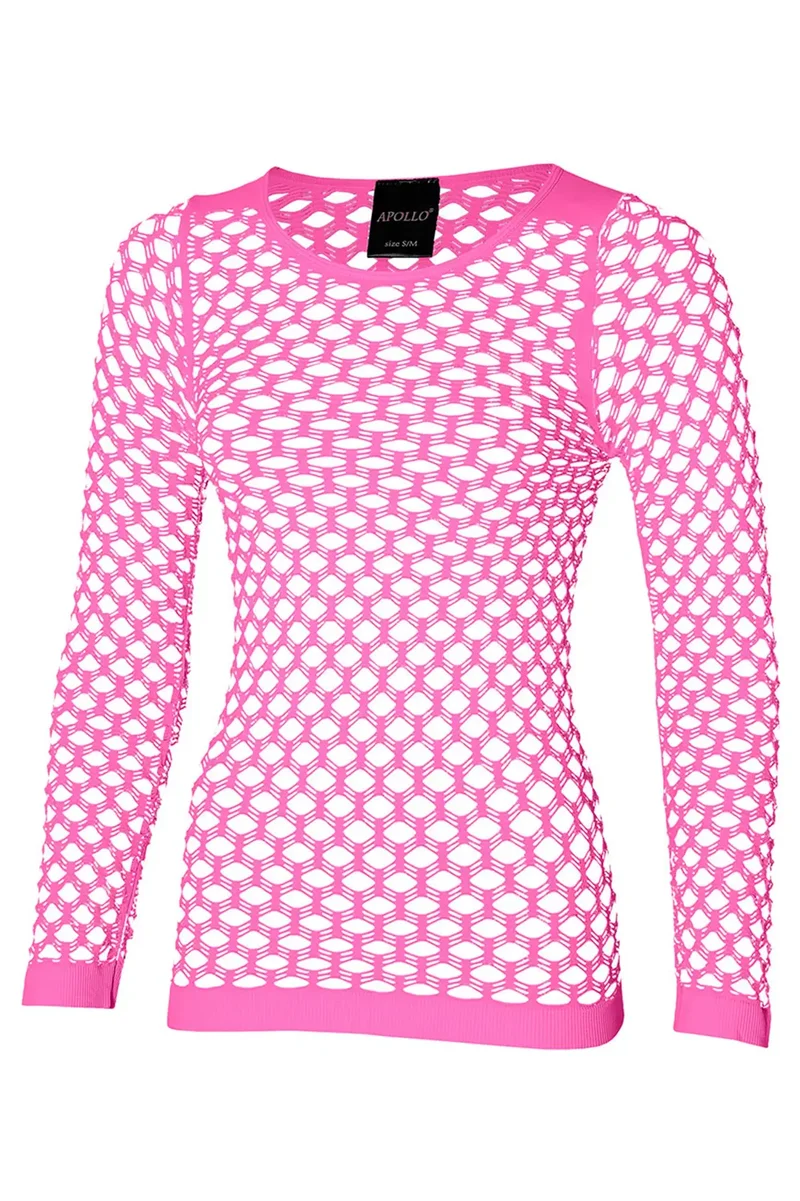 Visnet shirt dames roze met lange mouw