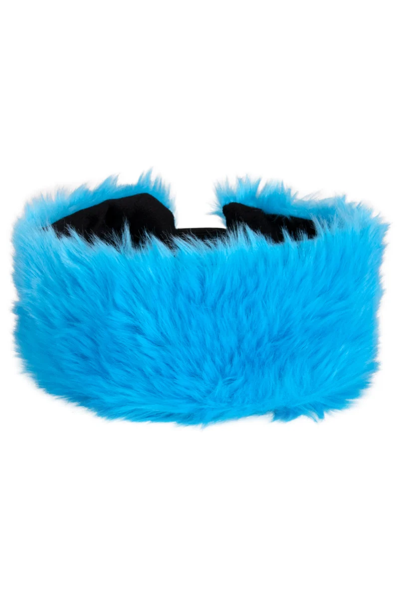 Hoofdband pluche blauw breed nepbont dames en heren