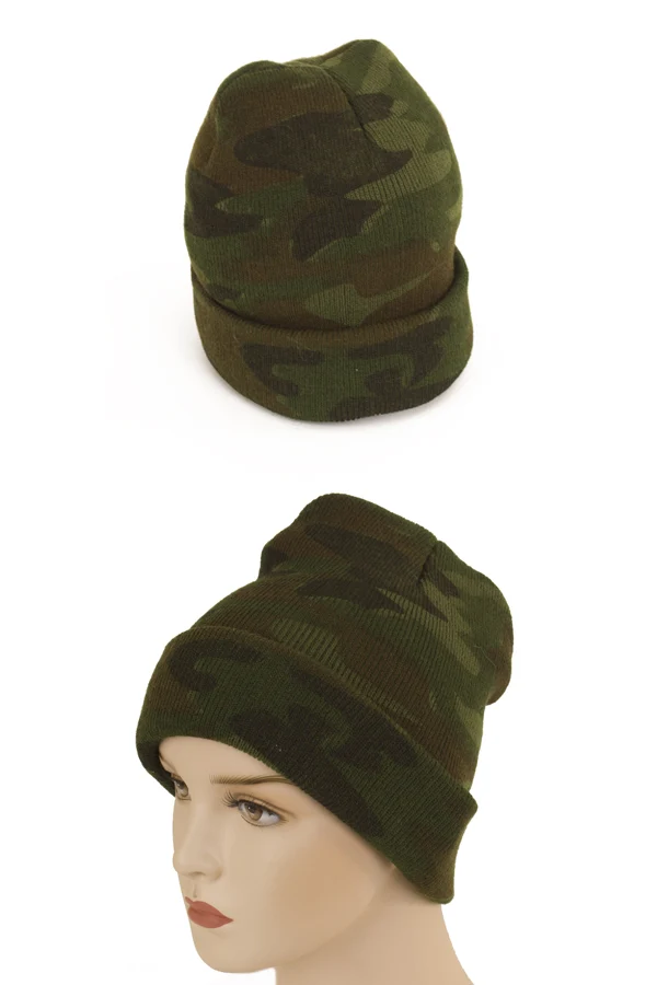 Ijsmuts camouflage groen bruin gebreid dames en heren