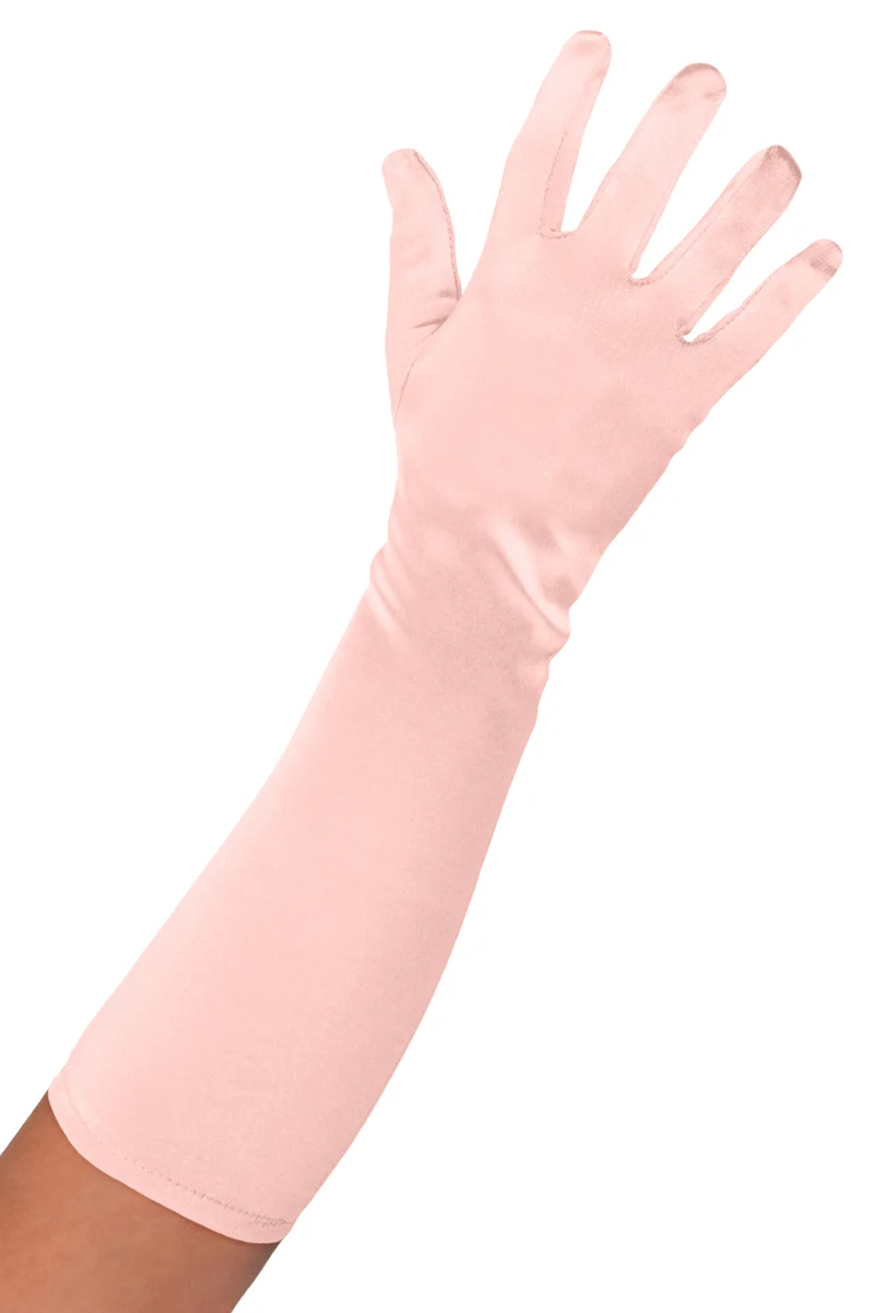 Satijnen handschoenen roze 40 cm dames en heren