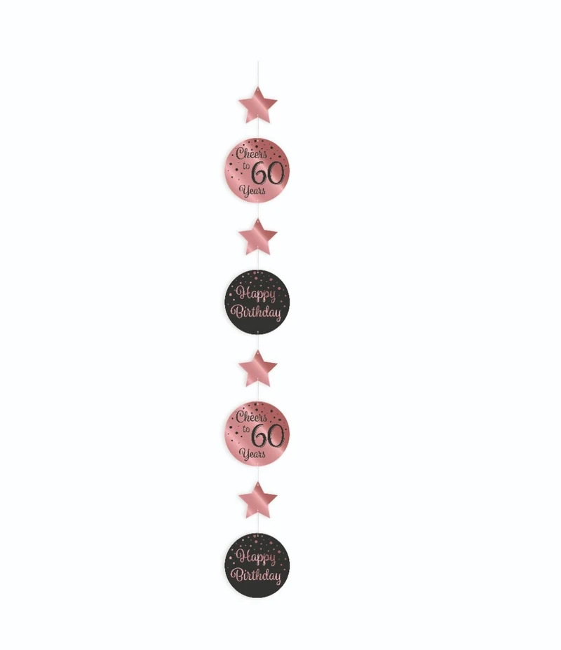 Hangdecoratie 60 Jaar Roségoud/Zwart (1,2m)