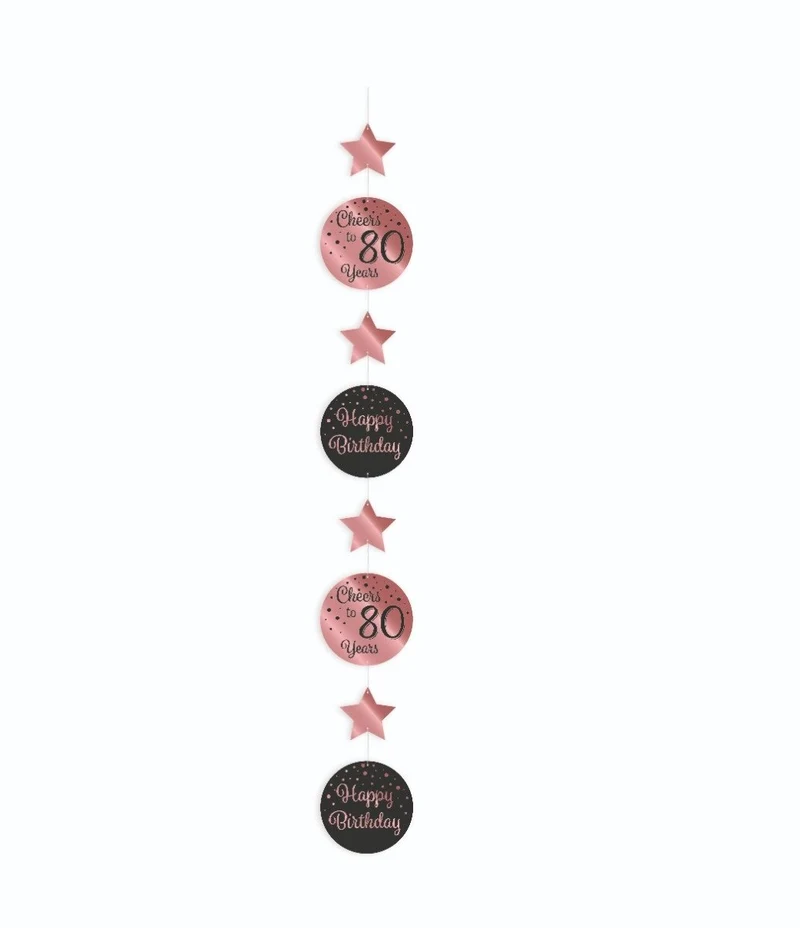 Hangdecoratie 80 Jaar Roségoud/Zwart (1,2m)