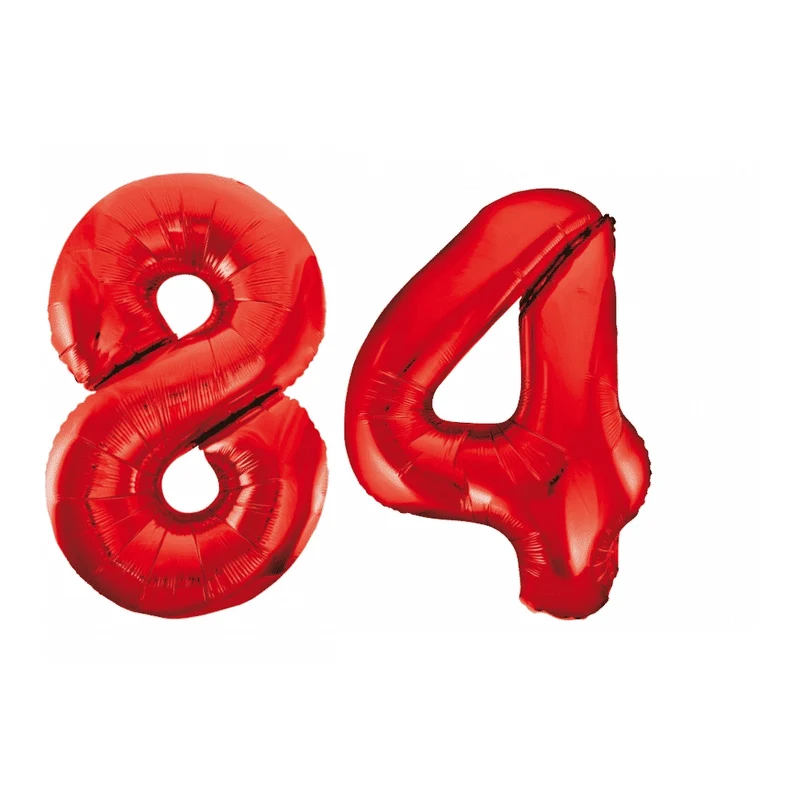 Folieballon 84 jaar rood 86cm