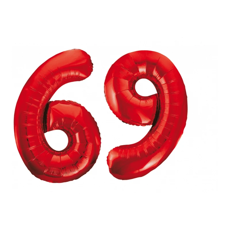 Folieballon 69 jaar rood 86cm