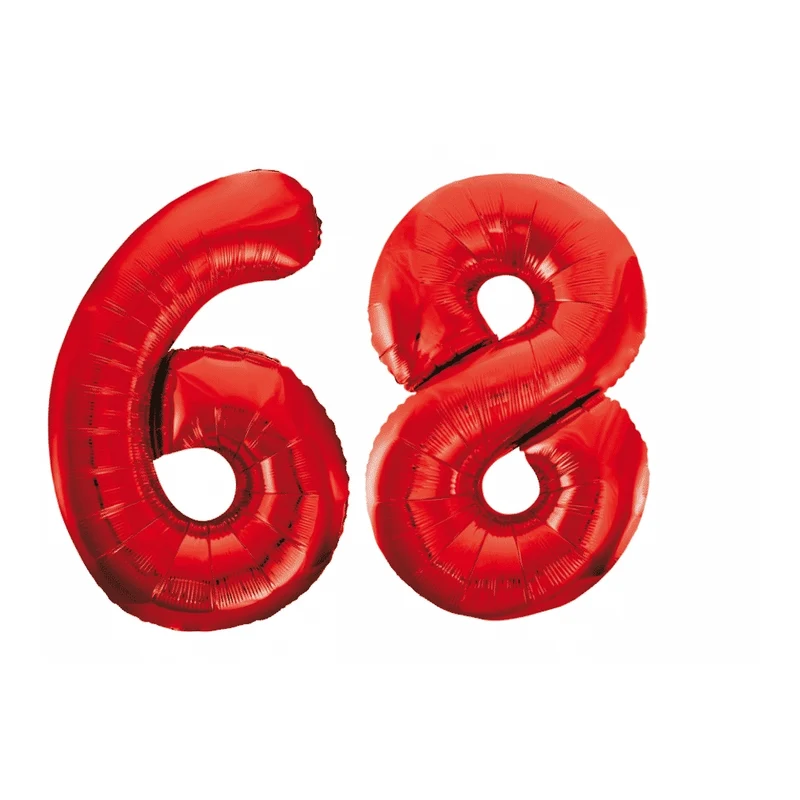 Folieballon 68 jaar rood 86cm