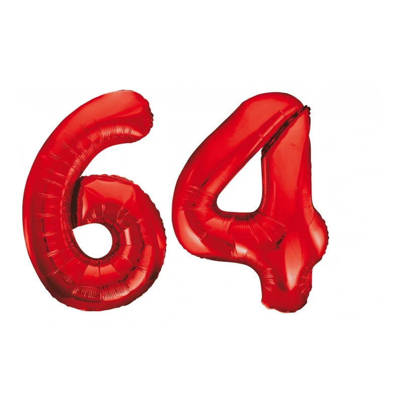Folieballon 64 jaar rood 86cm