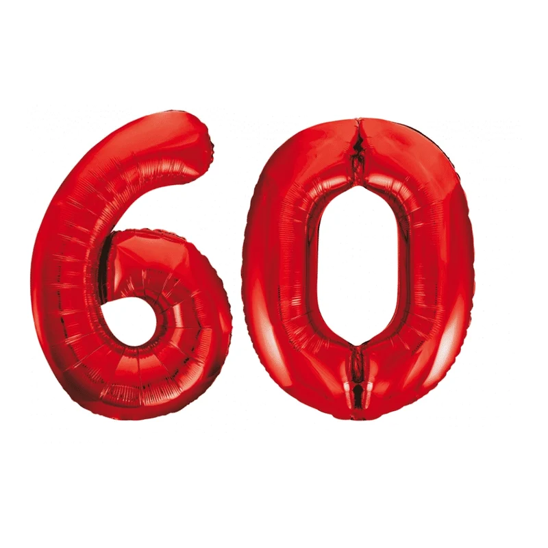 Folieballon 60 jaar rood 86cm