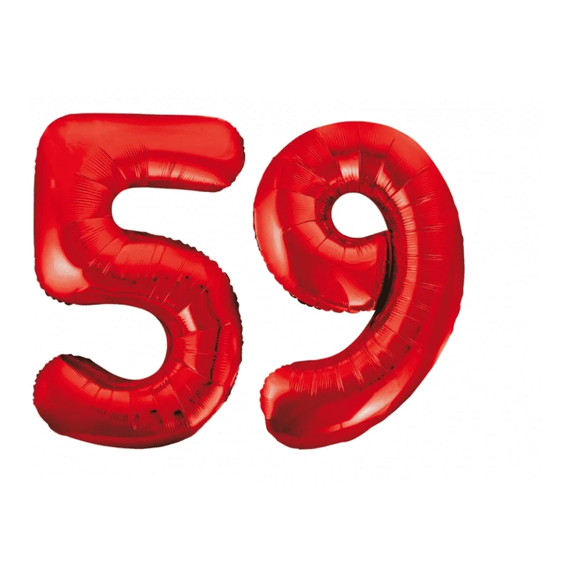 Folieballon 59 jaar rood 86cm