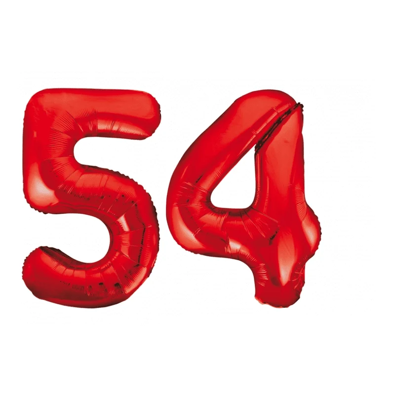 Folieballon 54 jaar rood 86cm