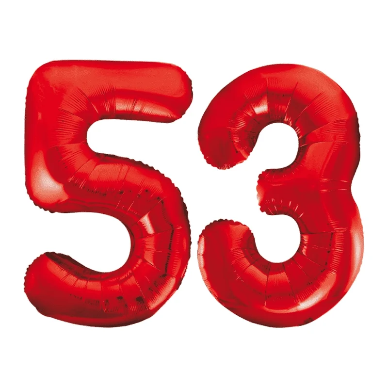 Folieballon 53 jaar rood 86cm
