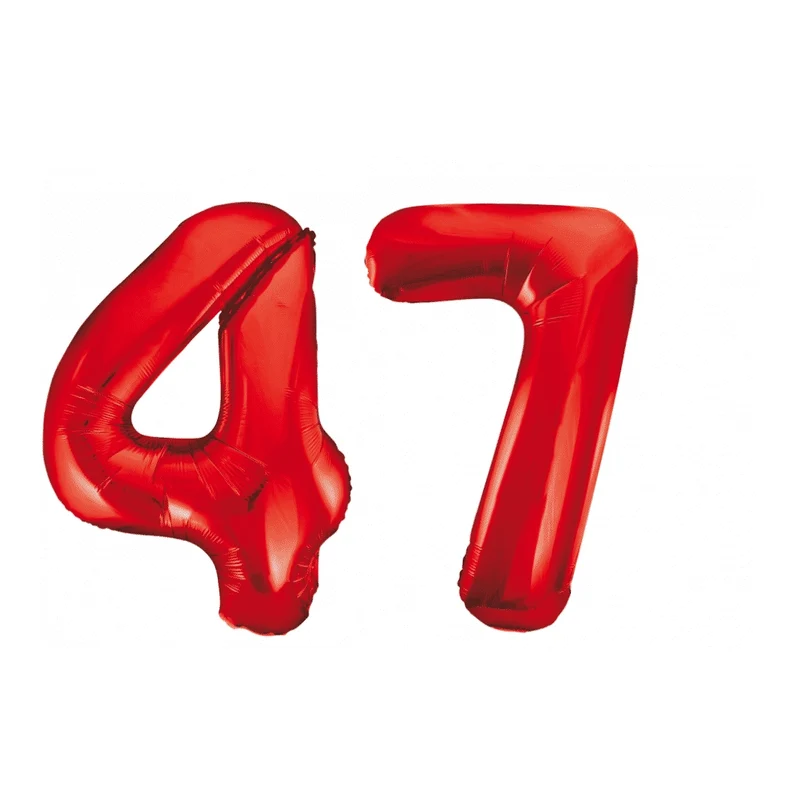 Folieballon 47 jaar rood 86cm