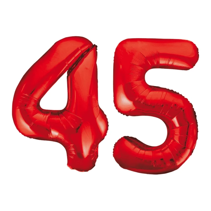 Folieballon 45 jaar rood 86cm