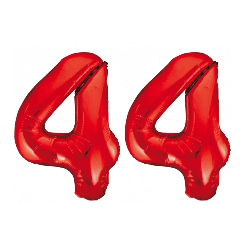 Folieballon 44 jaar rood 86cm